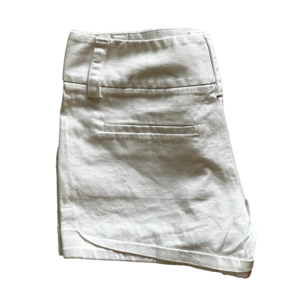 Alice + Olivia White Cotton Cuffed Mini Shorts Women's 4 - Picture 3 of 5